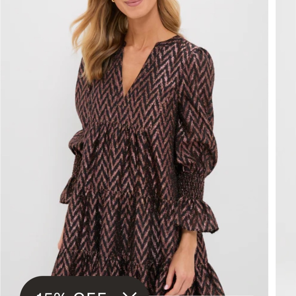 TUCKERNUT Pomander dress  black and gold Chevron Mini Dress